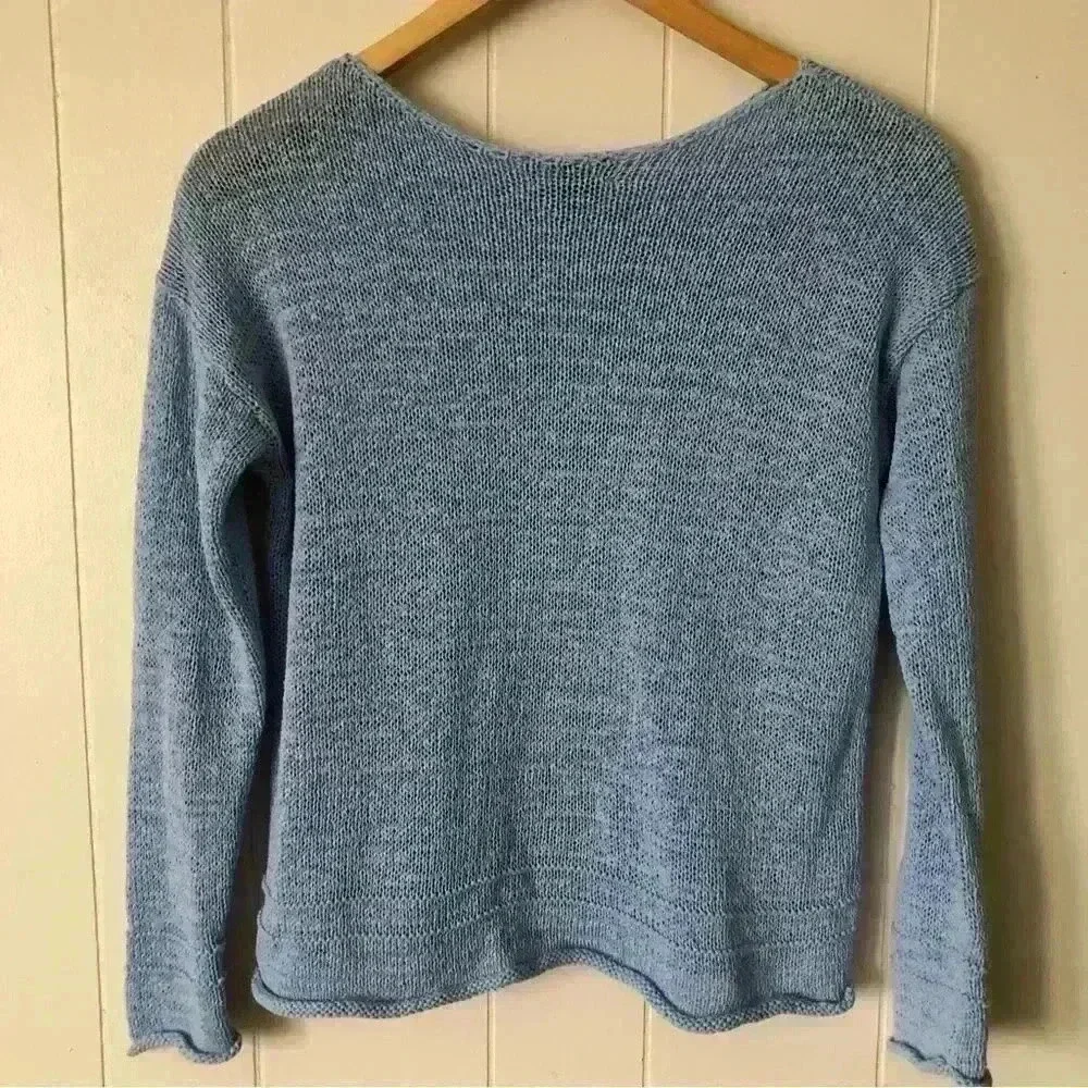 Lord & Taylor Knit Light Blue Cotton Blend Top Sweater Size PS - Picture 8 of 8